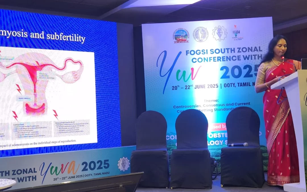 Honored to speak on “Managing Adenomyosis in Infertility” at the FOGSI South Zonal Conference with YUVA 2025, hosted by Covai Obstetrics and Gynaecology Society in the serene hills of Ooty. The event brought together leading minds across generations to explore evolving challenges and innovations in women’s health, with a strong emphasis on collaborative learning and clinical excellence.